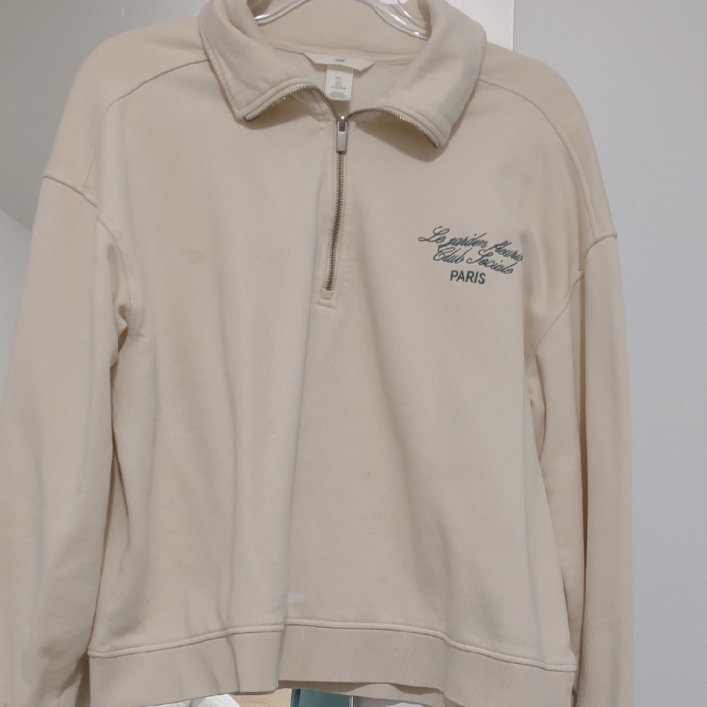 H&M Cream Half-Zip Sweater